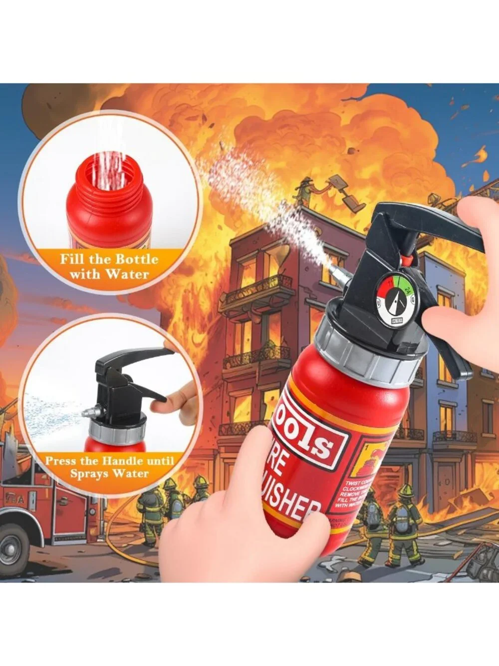 Kids Firefighter Costume with Toy Accessories | Toddler Dress Up Outfit 2-7